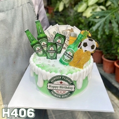Bánh kem sinh nhật H406 Mẫu bánh kem Heineken bóng đá tặng phái mạnh