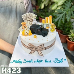 Bánh kem sinh nhật H423 tặng sếp nam phụ kiện xe ô tô và tiền đô