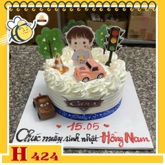 Bánh kem sinh nhật H424 chủ đề xe hơi và giao thông cho bé trai
