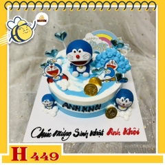 Bánh kem sinh nhật H449 trang trí Doraemon bong bóng tặng bé trai