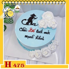 Bánh kem sinh nhật H475 tặng bố màu xanh trắng rắc hoa hồng giấy giản dị