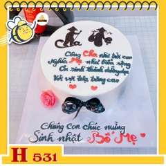 Bánh kem sinh nhật H531 tặng Bố Mẹ, trang trí nón lá, câu thơ