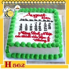 Bánh kem sinh nhật H562 hình lịch tháng màu xanh lá nổi bật