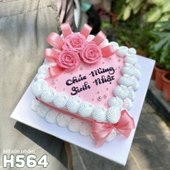 Bánh kem sinh nhật H564 trái tim màu hồng nhạt duyên dáng