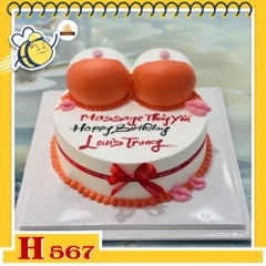 Bánh kem sinh nhật H567 hình ngực màu cam đỏ tươi