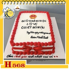 Bánh kem sinh nhật H568 hình giấy chứng nhận lấy vợ hài hước