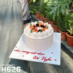 Bánh kem H626 tone hồng pastel kẻ sọc mix dâu tây và dâu tằm