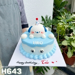Bánh kem H643 chú chó xanh trắng cực dễ thương cho bạn gái