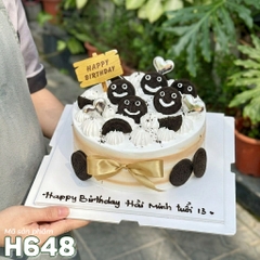 Bánh kem H648 trang trí bánh Oreo và biểu tượng mặt cười vui nhộn