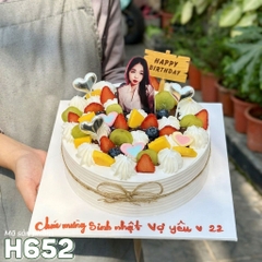 Bánh kem H652 trang trí trái cây tươi kèm ảnh in theo yêu cầu