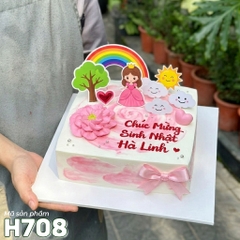 Bánh kem H708 – Công chúa nhỏ cùng cầu vồng xinh xắn cho bé gái