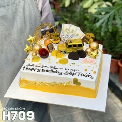 Bánh kem H709 – Siêu xe vàng và đô la đẳng cấp tặng Sếp/Nam giới