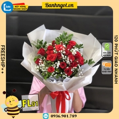 Bó hoa tươi FL01 hồng mix baby đẹp