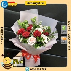 Bó hoa tươi FL10 hoa hồng 2 màu