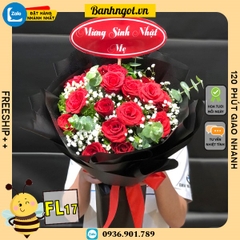Bó hoa tươi FL17 hoa hồng đỏ to đẹp