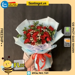 Bó hoa tươi FL22 hoa hồng đỏ gói đẹp