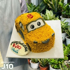 Bánh kem xe ô tô J10 xe ô tô màu vàng mặt cười dễ thương bé thích mê