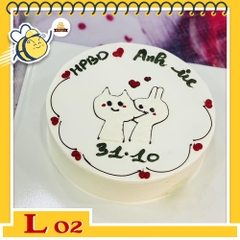 Bánh kem L02 màu trắng vẽ hình dễ thương tặng người yêu