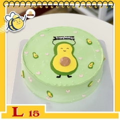 Bánh kem L15 vẽ hình trái bơ xanh vàng cute nhìn là mê