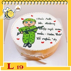 Bánh kem L19 vẽ hình anh lính bộ đội đi nghĩa vụ