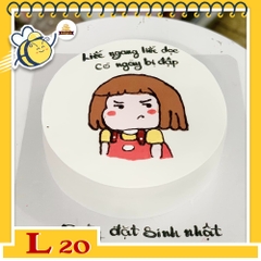 Bánh kem L20 vẽ hình cô gái mắt liếc xéo đanh đá tặng bạn mỏ hỗn