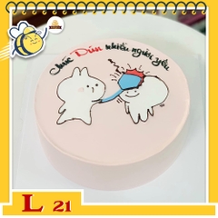 Bánh kem L21 màu hồng vẽ hình dễ thương cute tặng bạn thân