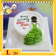 Bánh kem đẹp L31 cô gái váy xanh độc đáo thú vị