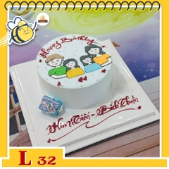 Bánh kem đẹp L32 vẽ hình cả nhà yêu dấu ý nghĩa tuyệt vời