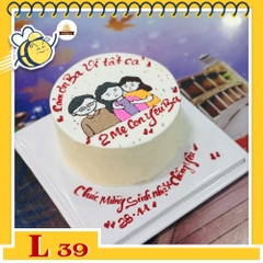 Bánh kem đẹp L39 vẽ hình chibi gia đình tặng bố mẹ