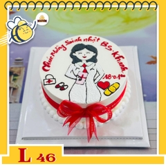Bánh kem đẹp L46 vẽ hình chibi bác sĩ y tá cực ý nghĩa