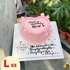 Bánh kem đẹp L53 trái tim màu hồng kèm câu thơ ấn tượng