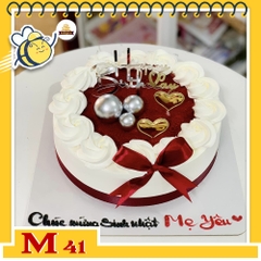 Bánh kem M41 sinh nhật mẹ yêu tone đỏ trắng bắt mắt sang trọng