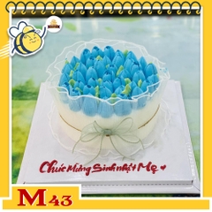 Bánh kem M43 đóa hoa tulip màu xanh tặng mẹ yêu siêu xinh đẹp
