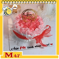 Bánh kem M47 sinh nhật mẹ đóa hoa bánh kem màu đỏ hồng rực rỡ