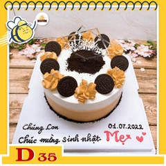 Mẫu bánh kem đẹp D35 trang trí bằng bánh xinh