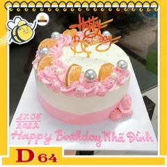 Mẫu bánh kem đẹp D64 màu hồng trang trí mới lạ