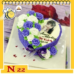 Bánh kem N22 in hình khuôn trái tim bắt hoa nửa bên cực xinh iu