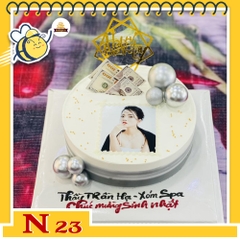 Bánh kem N23 in hình khách hàng của công ty doanh nghiệp tone trắng