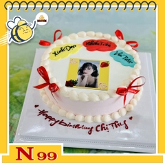 Bánh kem N99 in ảnh siêu xinh kèm lời chúc và nơ bánh bèo xinh iu