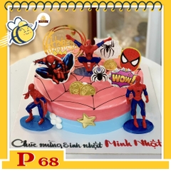 Bánh kem P68 người nhện spiderman màu đỏ với nhiều mô hình đẹp
