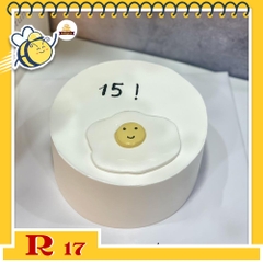 Bánh kem R17 độc lạ vẽ hình trứng ốp la kèm con số tuổi ngắn gọn