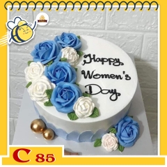 Bánh kem 20/10 C85 hoa trắng xanh thanh lịch