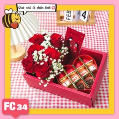 Set socola và hoa tươi FC34 valentine trái tim