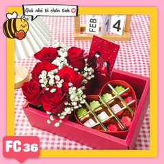 Set socola và hoa tươi FC36 valentine trái tim