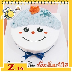 Bánh kem mặt cười Z14 mặt em bé tóc xoăn màu xanh nhạ mỉm cười dễ thương