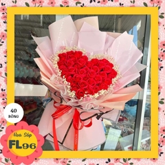 Bó hoa sáp hoa hồng vĩnh cửu FL96 mẫu trái tim 40 bông