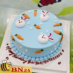 Mẫu bánh sinh nhật đẹp BN24 vẽ hình thỏ và cà rốt đáng yêu tặng bé
