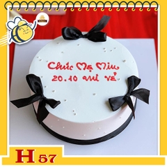 Bánh kem phụ nữ 20/10 H57 đơn giản trang trí nơ ấn tượng