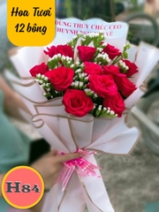 Bó hoa tươi H84 hoa hồng 12 bông