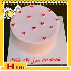 Bánh kem phụ nữ 20/10 H66 nền hồng vẽ nhiều trái tim nhỏ li ti